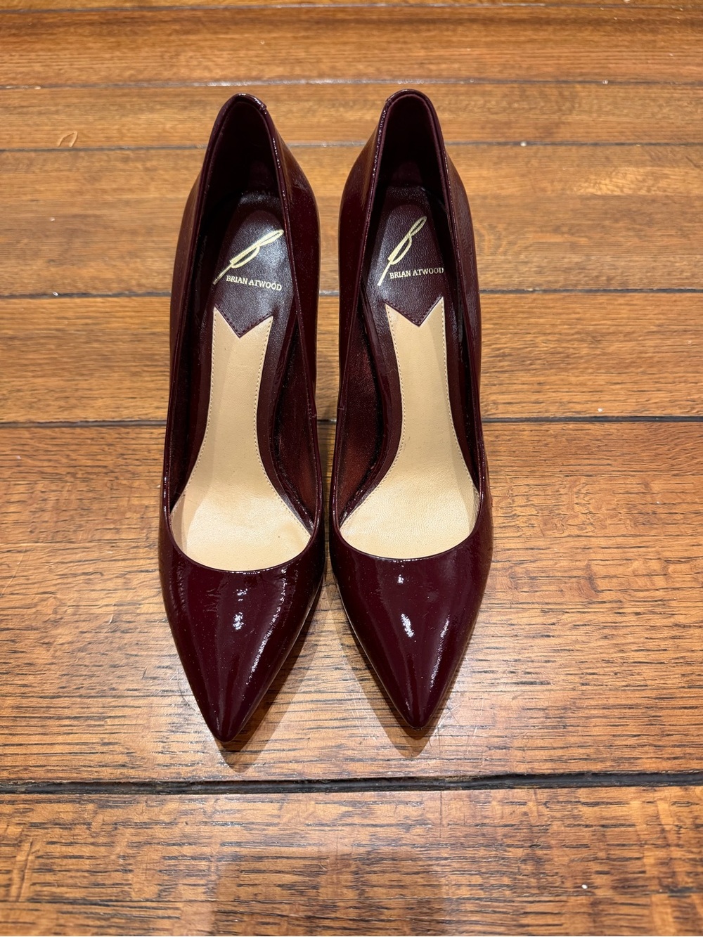 Brian Atwood Deep Wine Patent Pointed-Toe Pumps